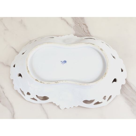 Rococo Style Couple Portrait Articulated Serving Bowl 12" Porcelain 1950-1970 - Picture 11 of 15